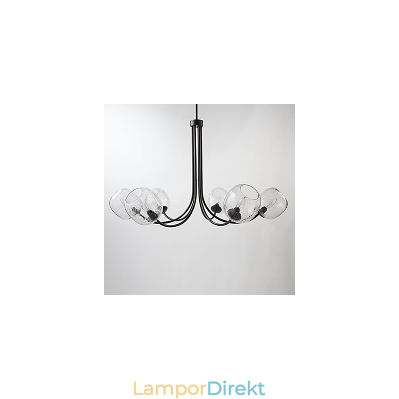 Traditionell Ljuskrona Med 6 Lampor Och Skärm I Glas