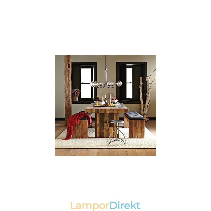 Traditionell Ljuskrona Med 6 Lampor Och Skärm I Glas