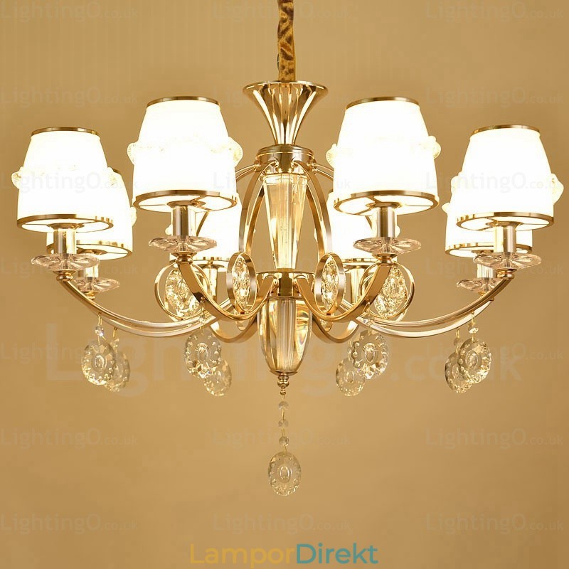 6 Ljus Nordisk Ljuskrona Med Glasskärm