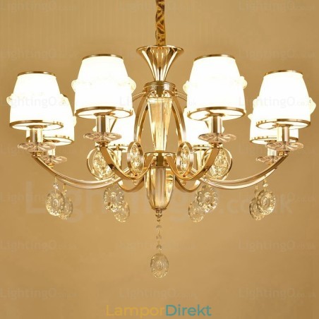 6 Ljus Nordisk Ljuskrona Med Glasskärm