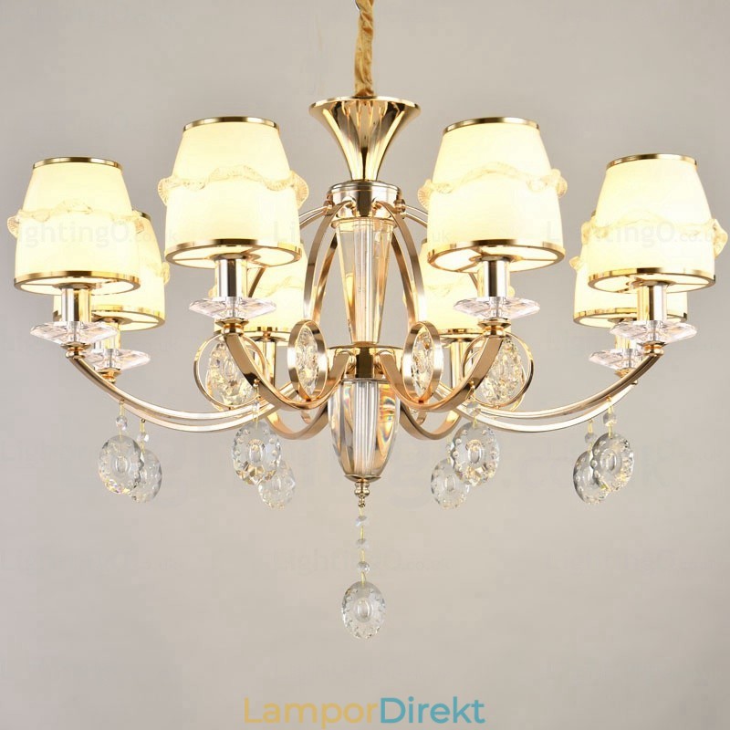 6 Ljus Nordisk Ljuskrona Med Glasskärm