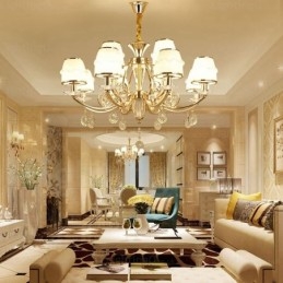 6 Ljus Nordisk Ljuskrona Med Glasskärm