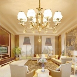 6 Ljus Nordisk Ljuskrona Med Glasskärm