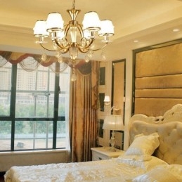 6 Ljus Nordisk Ljuskrona Med Glasskärm