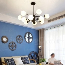 12 Ljus Nordisk Ljuskrona Med Glasskärm