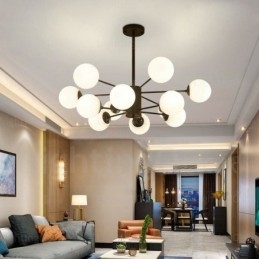 12 Ljus Nordisk Ljuskrona Med Glasskärm