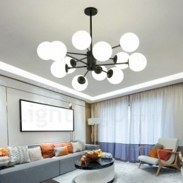 12 Ljus Nordisk Ljuskrona Med Glasskärm