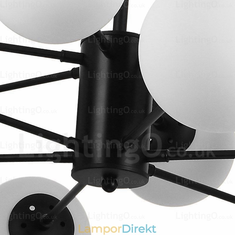 12 Ljus Nordisk Ljuskrona Med Glasskärm