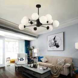 12 Ljus Nordisk Ljuskrona Med Glasskärm