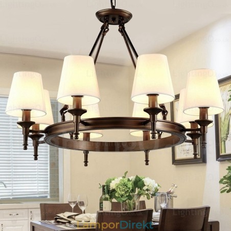 8 Ljus Nordic Country Rustik Pendellampa Med Tygskärm 8 Ljus Nordic Country Rustik Pendellampa Med Tygskärm