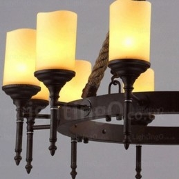 12 Ljus Country Rustik Vintage Retro Pendellampa Med Glasskärm