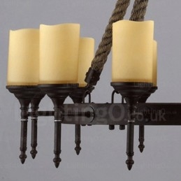 12 Ljus Country Rustik Vintage Retro Pendellampa Med Glasskärm