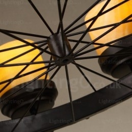 8 Light Country Rustik Vintage Retro Pendellampa Med Glasskärm