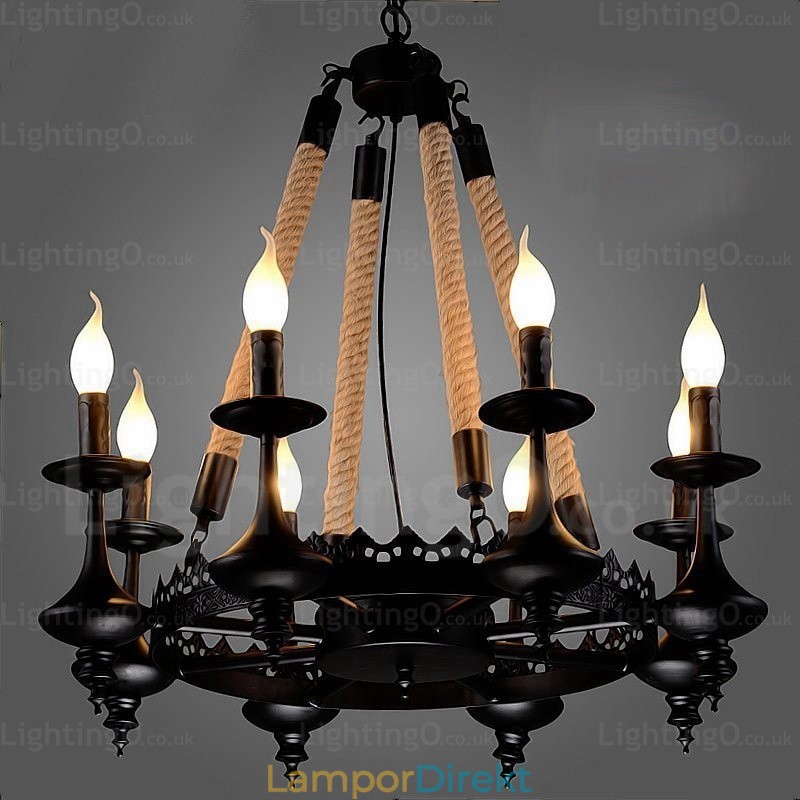 8 Light Country Rustik Pendellampa