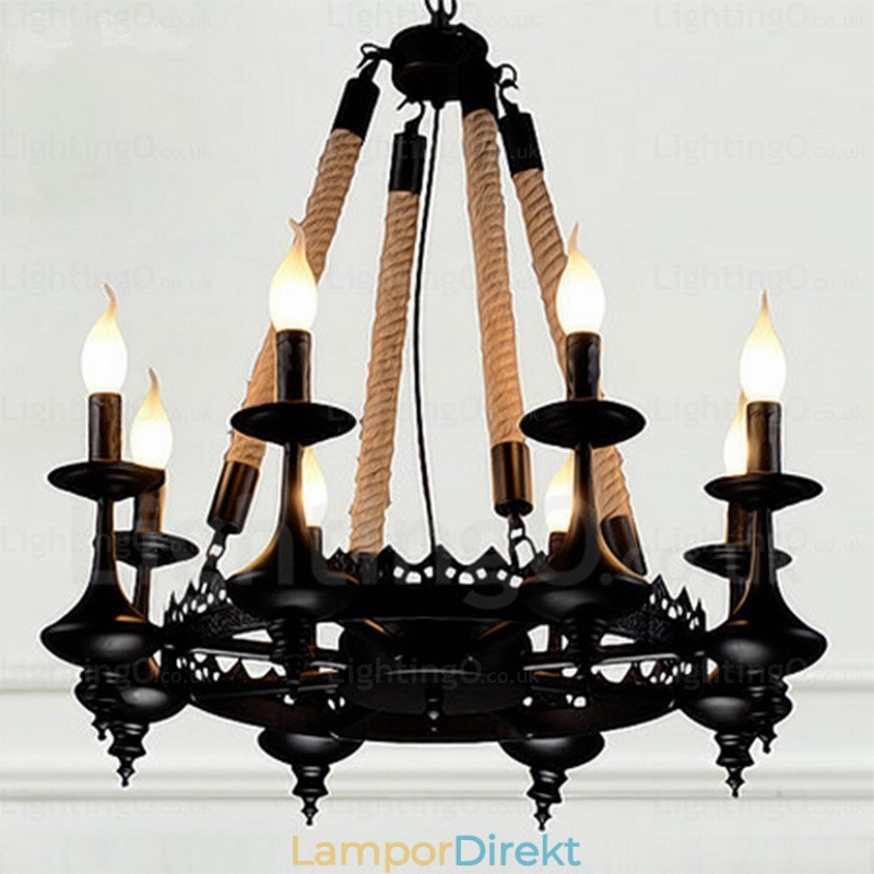 8 Light Country Rustik Pendellampa