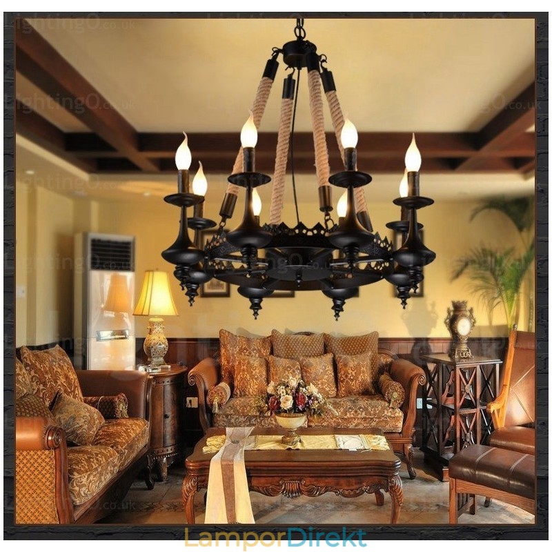 8 Light Country Rustik Pendellampa