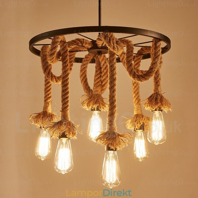 6 Ljus Vintage Retro Taklampa