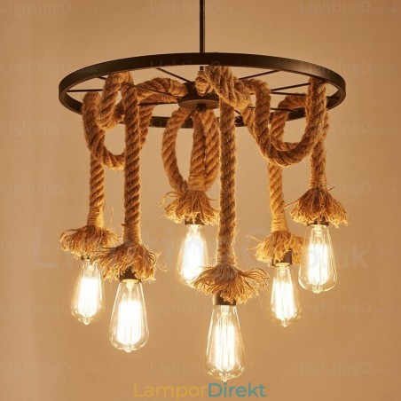 6 Ljus Vintage Retro Taklampa 6 Ljus Vintage Retro Taklampa