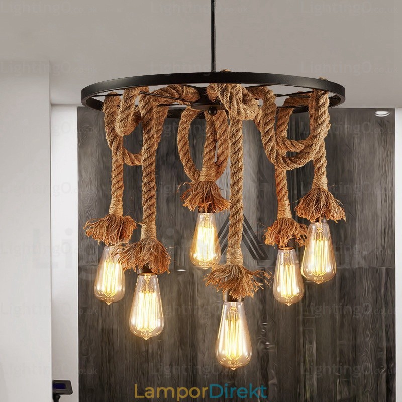 6 Ljus Vintage Retro Taklampa