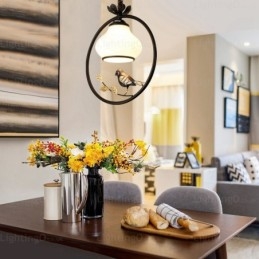 1 Ljus Lantlig Rustik Lantlig Taklampa Med Glasskärm