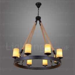 8 Ljus Vintage Retro Taklampa Med Marmorskärm