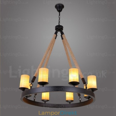 8 Ljus Vintage Retro Taklampa Med Marmorskärm 8 Ljus Vintage Retro Taklampa Med Marmorskärm