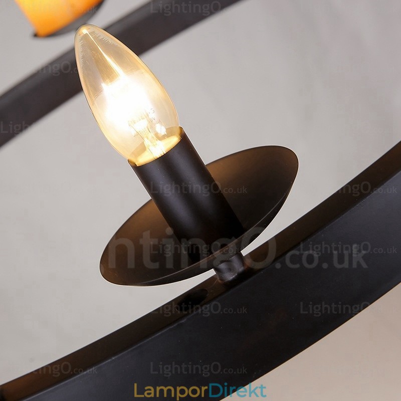 8 Ljus Vintage Retro Taklampa Med Marmorskärm