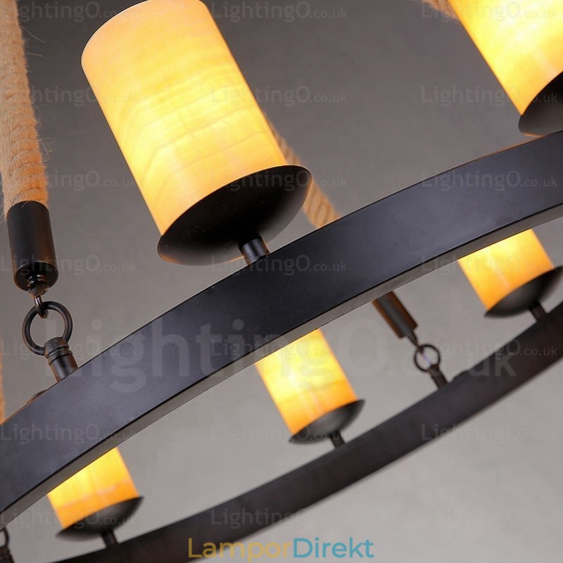 8 Ljus Vintage Retro Taklampa Med Marmorskärm