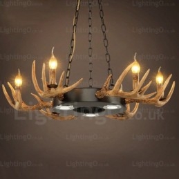 9 Ljus Vintage Retro Rustik Horn Ljuskrona Taklampa