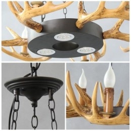 9 Ljus Vintage Retro Rustik Horn Ljuskrona Taklampa