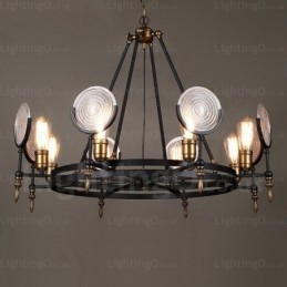 6 Ljus Vintage Retro Taklampa Med Glasskärm
