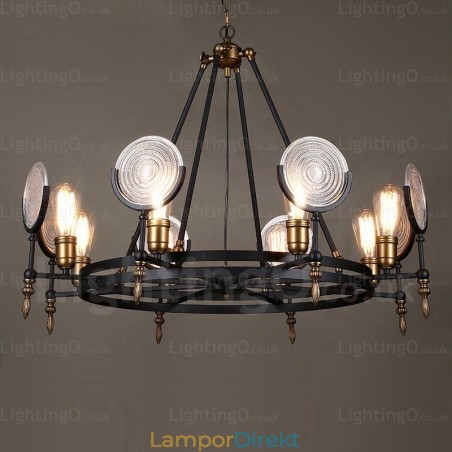 6 Ljus Vintage Retro Taklampa Med Glasskärm 6 Ljus Vintage Retro Taklampa Med Glasskärm