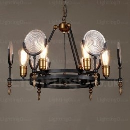 6 Ljus Vintage Retro Taklampa Med Glasskärm