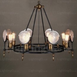 6 Ljus Vintage Retro Taklampa Med Glasskärm