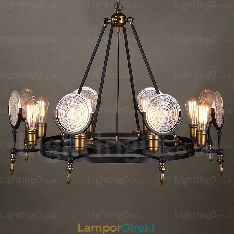 6 Ljus Vintage Retro Taklampa Med Glasskärm