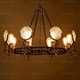 6 Ljus Vintage Retro Taklampa Med Glasskärm
