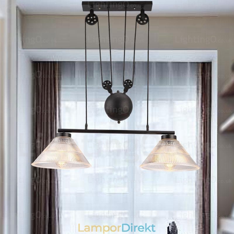 2 Ljus Modern Samtida Taklampa Med Glasskärm