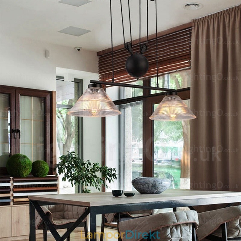 2 Ljus Modern Samtida Taklampa Med Glasskärm