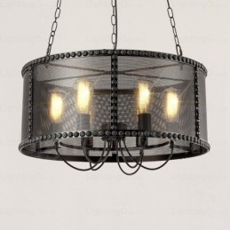 6 Ljus Vintage Retro Taklampa Med Skärm I Rostfritt Stål