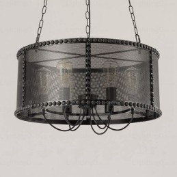 6 Ljus Vintage Retro Taklampa Med Skärm I Rostfritt Stål