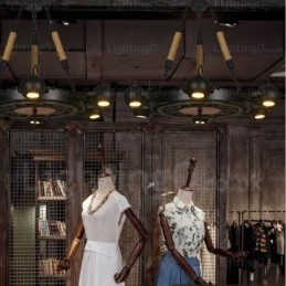 6 Ljus Vintage Retro Taklampa Med Skärm I Rostfritt Stål