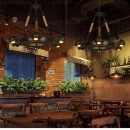 6 Ljus Vintage Retro Taklampa Med Skärm I Rostfritt Stål