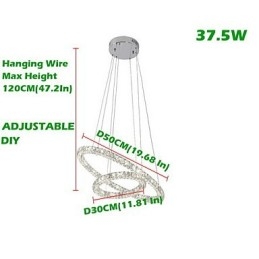 Kristall Taklampa Modern 2 Ringar Tre Sidor K9 Kristall Taklampor Inomhus Lamparmaturer
