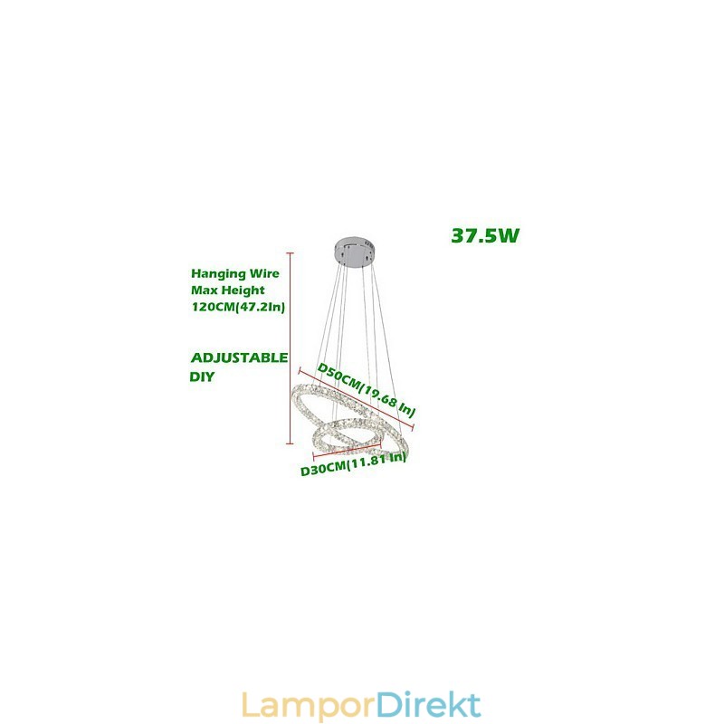 Kristall Taklampa Modern 2 Ringar Tre Sidor K9 Kristall Taklampor Inomhus Lamparmaturer