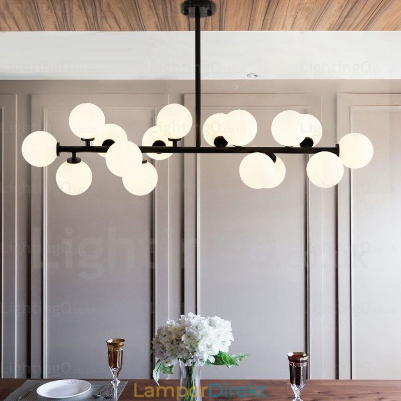 16 Ljus Nordic Pendellampa Med Glasskärm