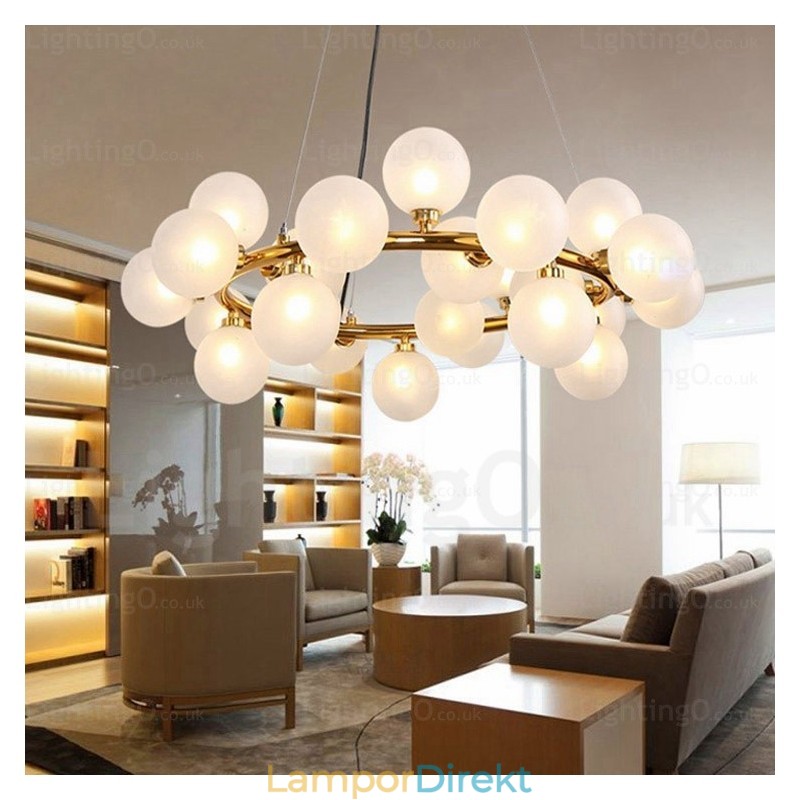 25 Ljus Nordic Pendellampa Med Glasskärm