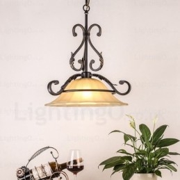 1 Ljus Lantlig Rustik Taklampa Med Glasskärm