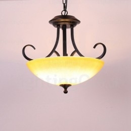 3 Ljus Landlig Rustik Taklampa Med Glasskärm