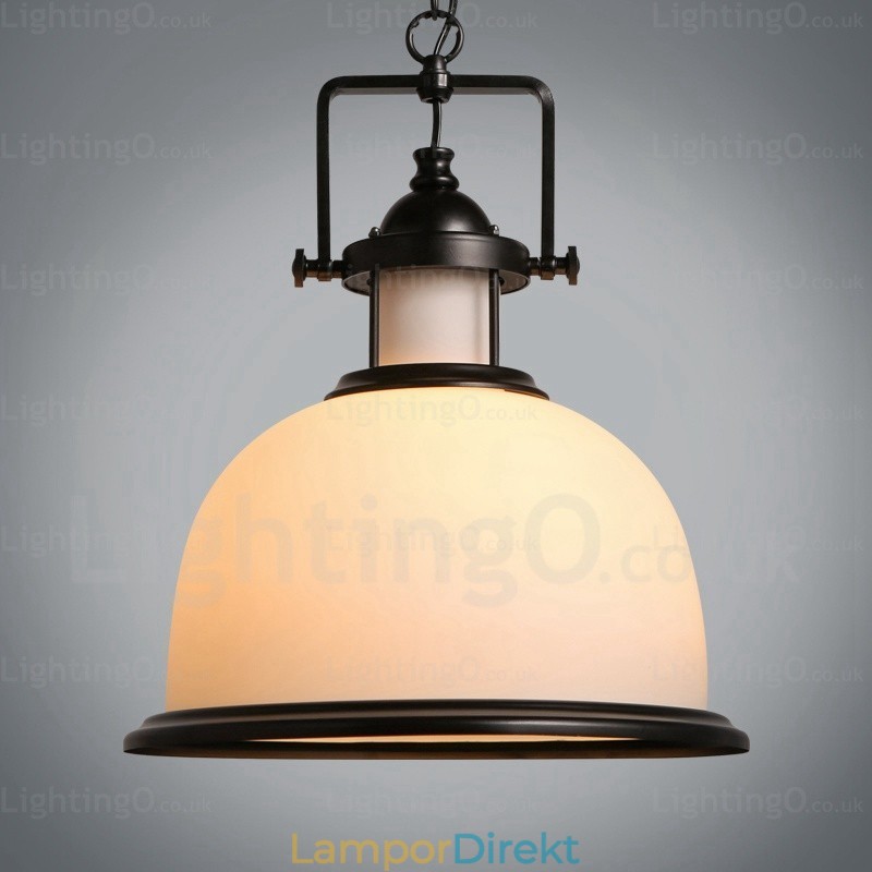 1 Ljus Lantlig Rustik Taklampa Med Glasskärm