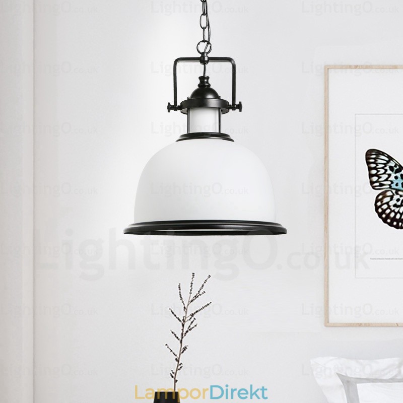 1 Ljus Lantlig Rustik Taklampa Med Glasskärm